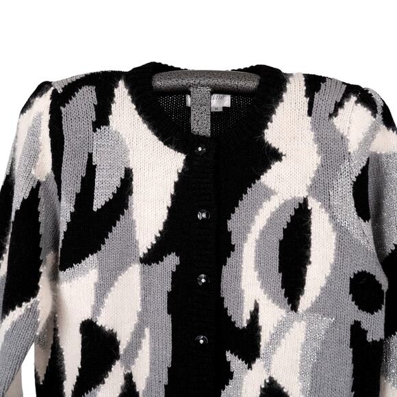 Vintage Wool Angora Blend Cardigan Sweater Beaded Rhinestone Accents Size SMALL - Picture 2 of 7